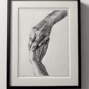 Rimo Lausmaa raamitud joonistus "Still Friends" 41x51